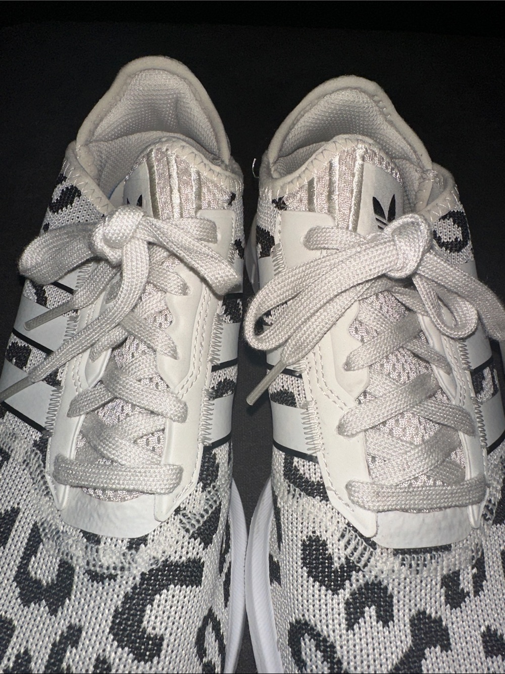 adidas White & Black Leopard Knit Sneakers - Picture 5 of 8